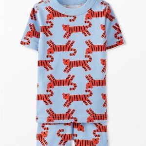 Hanna Andersson Blue Pajama Set with Orange Tiger Print Size 10, 140cm
